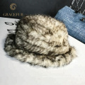 Soft winter knitted brimmed wool hat with brim